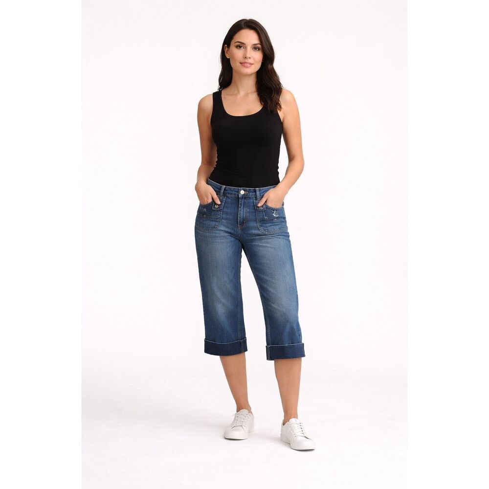 Banana Republic Capri Jeans Womens Size 8 Blue Cuffed Denim